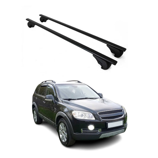 Portbagaj de plafon pentru Chevrolet Captiva 2006-2016 75kg, negru metalic, 2 buc.