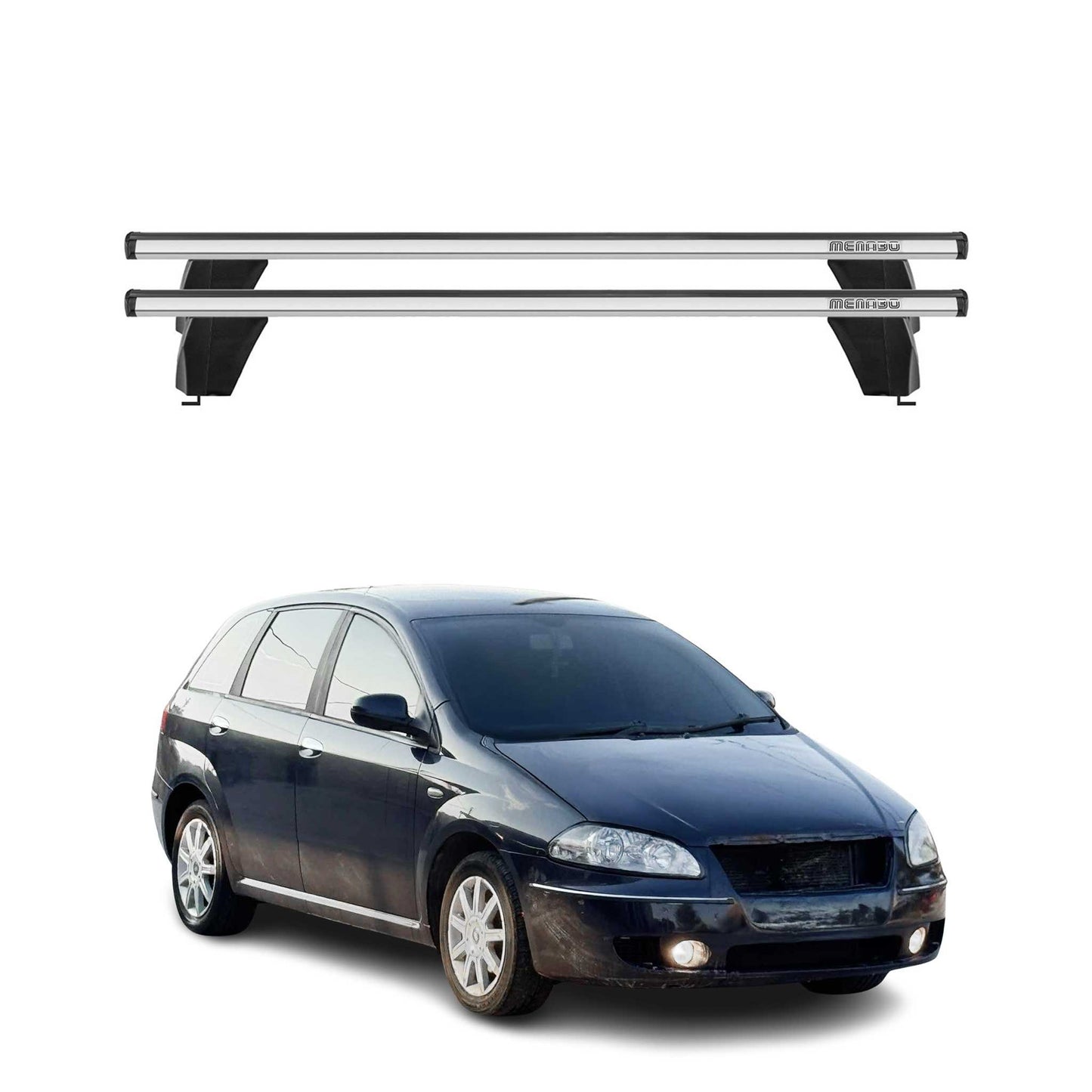 Menabo Dachträger Grundtäger für Fiat Croma 2005-2010 75kg Alu Silber 2 tlg
