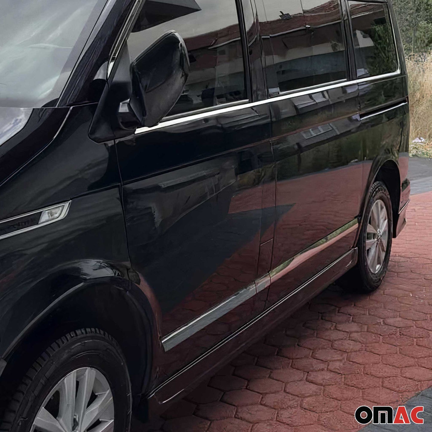 Bandă decorativă laterală ușă, bandă de protecție ușă pentru VW Caravelle T5 2003-2015, scurtă, cromată, 4x