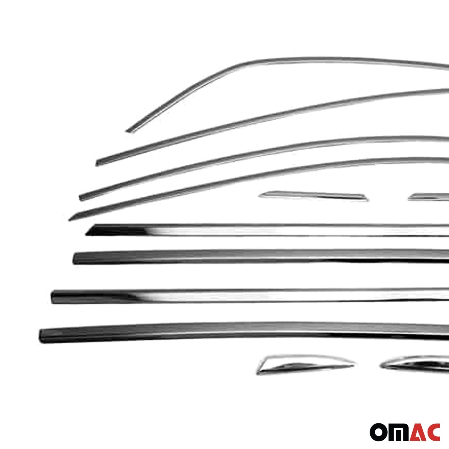 Benzi decorative pentru geamuri pentru Renault Megane Sedan 2016-2025, crom închis, 12 bucăți