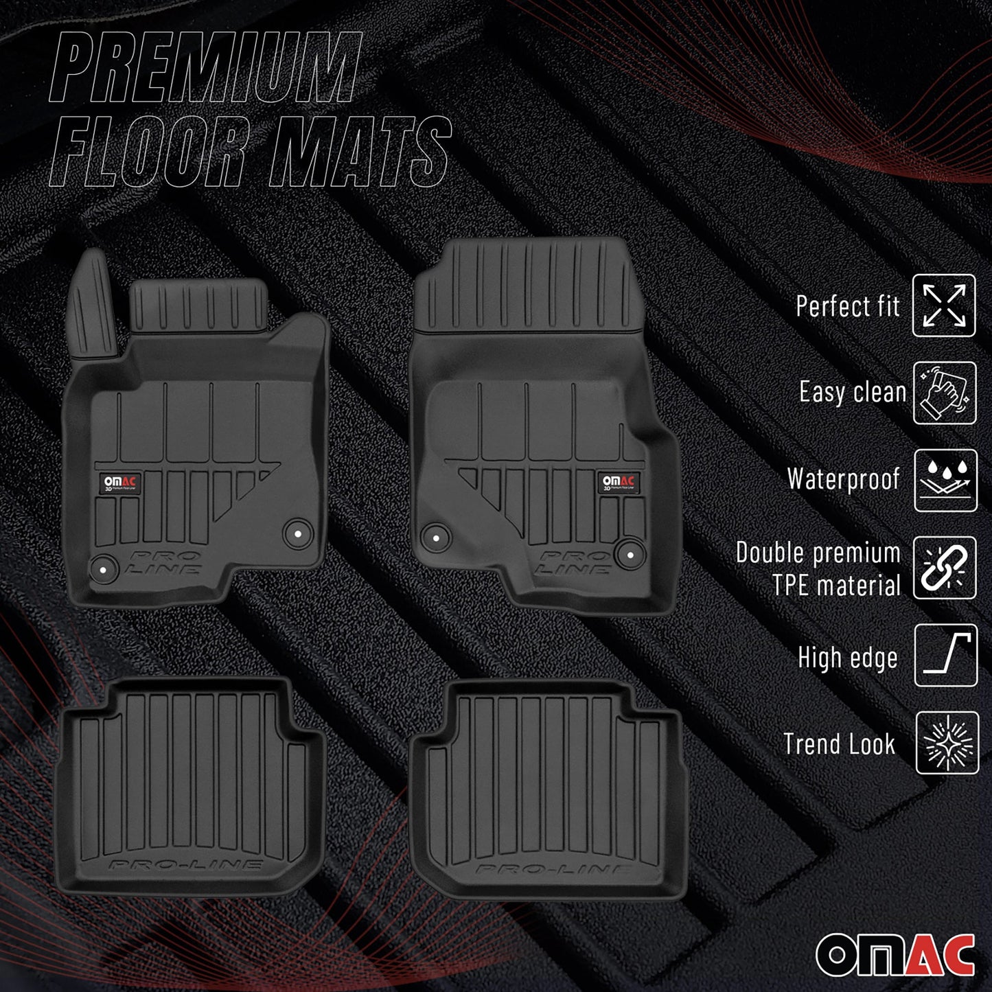 OMAC Gummi Fußmatten für Smart Forfour 2004-2006 Premium TPE Automatten 4tlg
