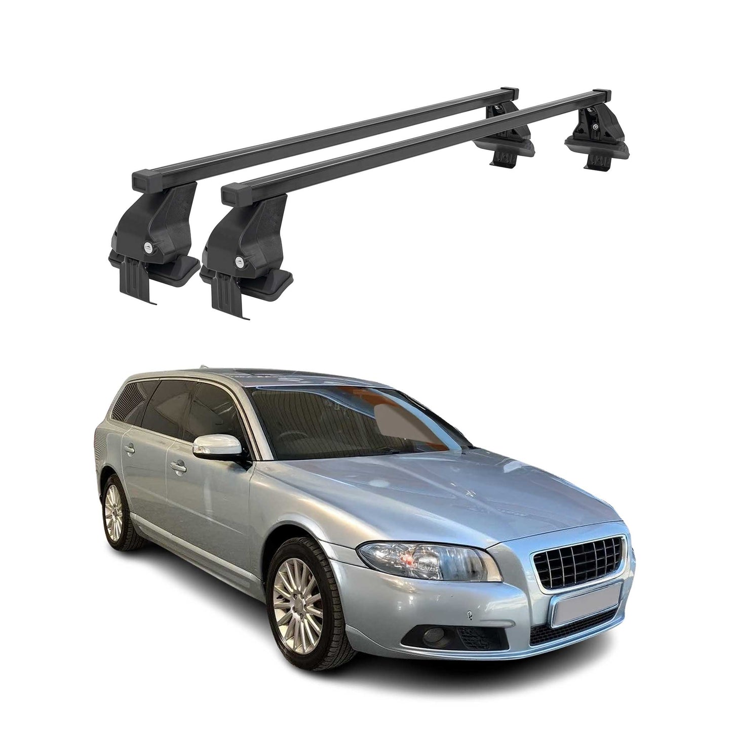 Menabo Dachträger Grundtäger für Volvo V70 2007-2016 50kg Stahl Schwarz 2 tlg