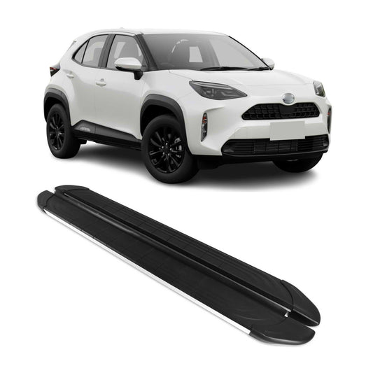 Seitenschweller Trittbretter für Toyota Yaris Cross 2023-2025 Silber 2 tlg