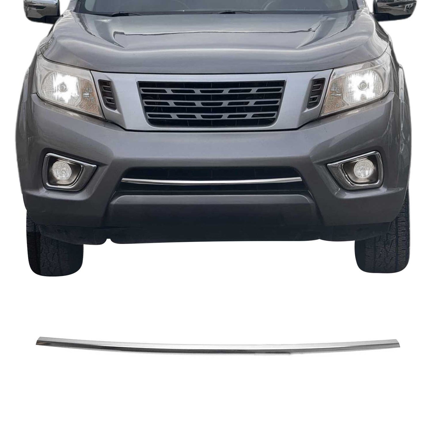 Benzi decorative grilă auto pentru Nissan Navara 2016-2020, oțel inoxidabil, argintiu