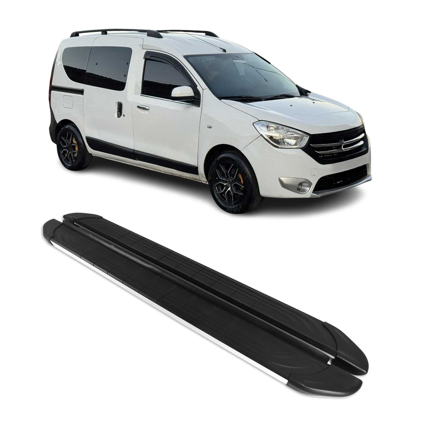 Trittbretter Seitenschweller für Dacia Dokker 2012-2021 Aluminium Schwarz Silber