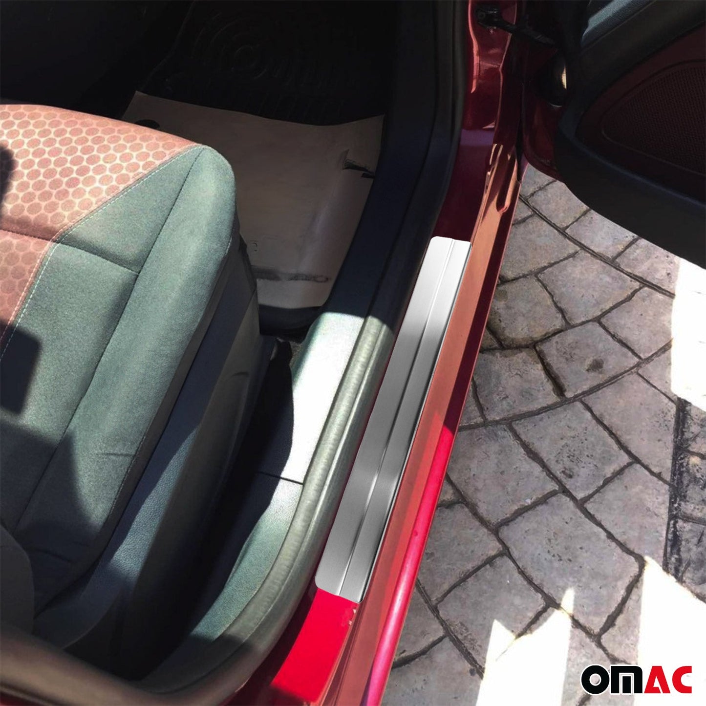 Ornamente prag uși pentru Ford Fiesta 2001-2008, oțel inoxidabil, argintiu, 4 bucăți