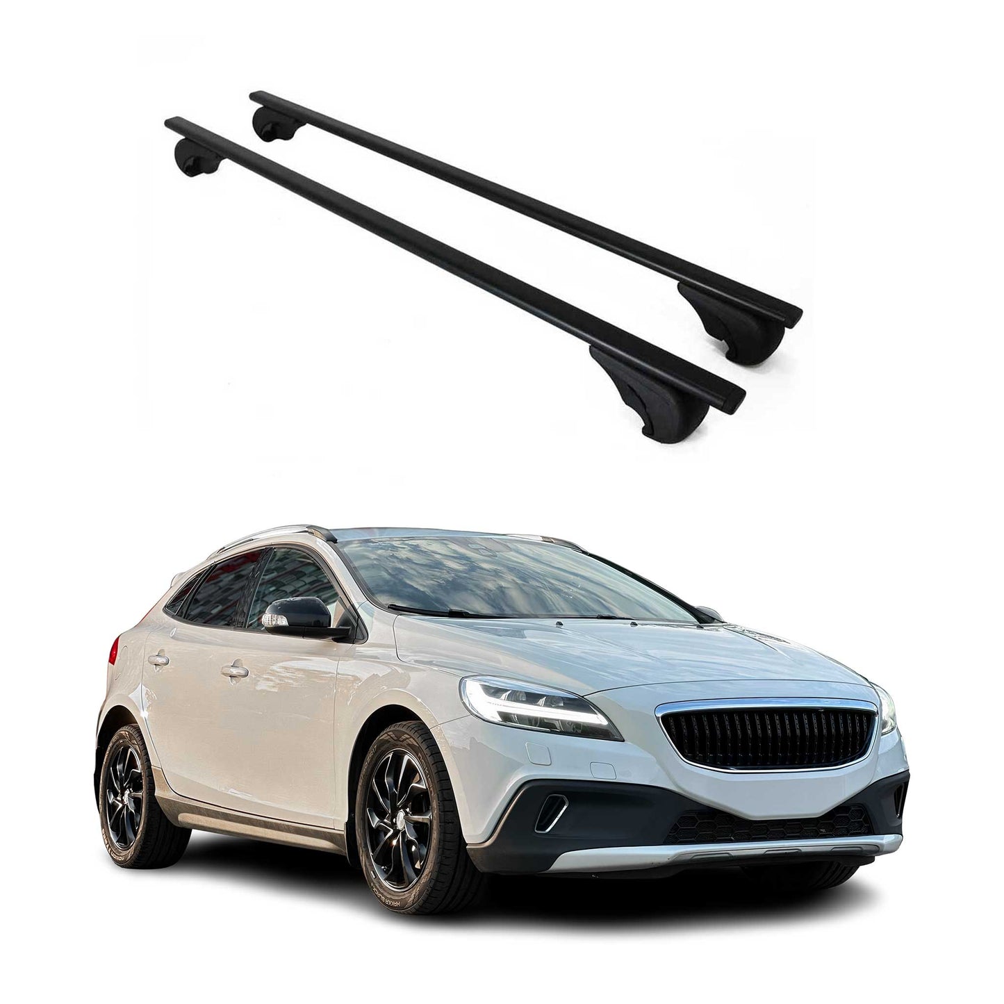 Portbagaj de plafon pentru Volvo V40 2012-2019 75kg, negru metalic, 2 buc.