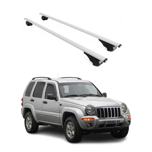 Dachträger Grundtäger für Jeep Cherokee KJ 2002-2007 75kg Metall Silber 2 tlg