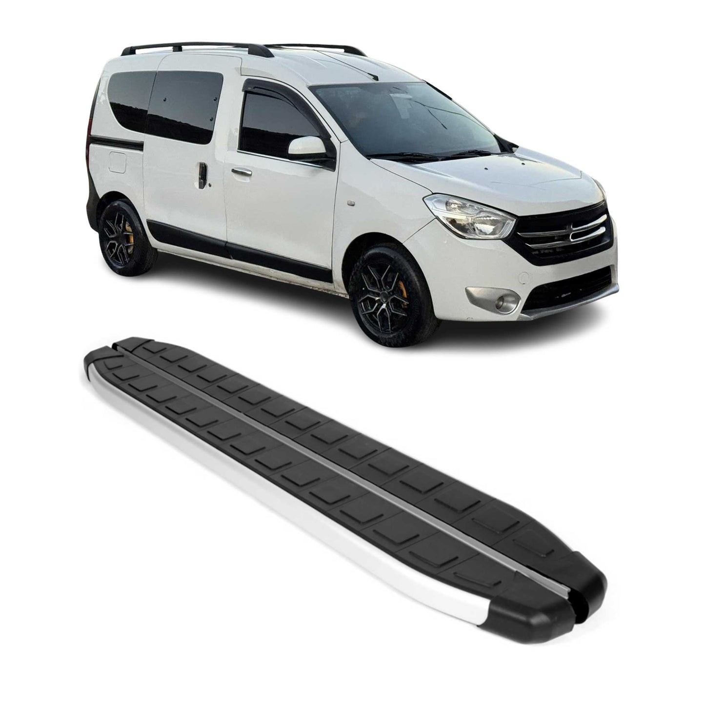 Seitenschweller Seitenbretter Trittbretter für Dacia Dokker 2012-21 Schwarz