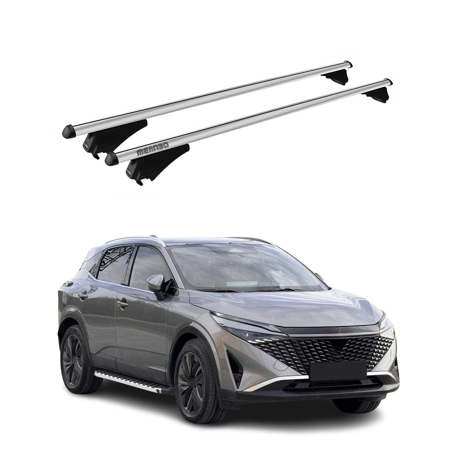 Menabo Grundträger Dachträger für Nissan Qashqai III 2021-2025 Aluminium Grau 2x