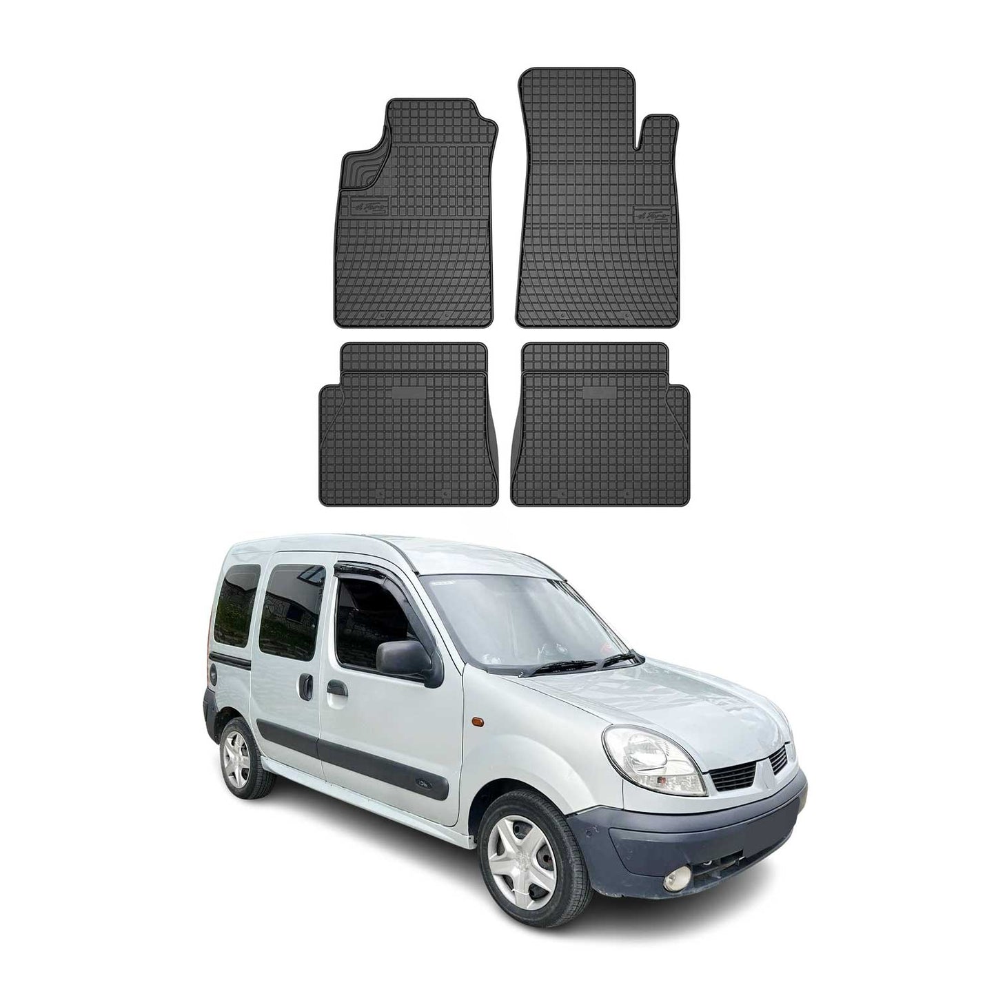 OMAC Gummi Fußmatten für Renault Kangoo 1998-2008 Automatten Gummi Schwarz 4tlg