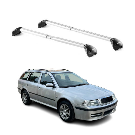 Bară portbagaj plafon pentru Skoda Octavia Combi 1998-2020 5 uși 100kg aluminiu argintiu 2x ABE