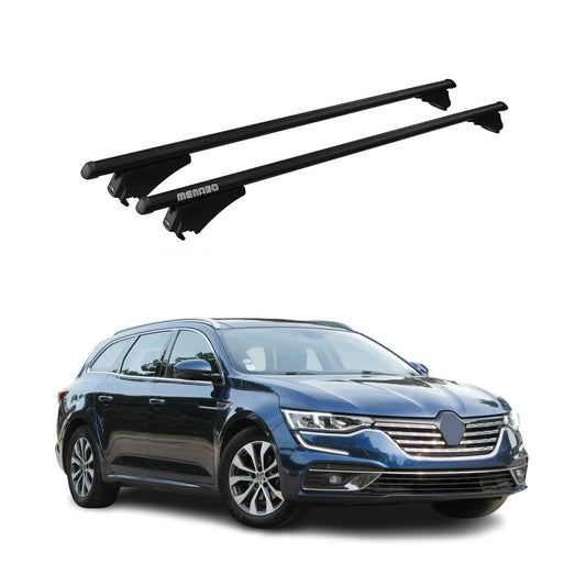 Menabo Dachträger für Renault Talisman Grandtour 2015-2025 75kg Alu Schwarz 2x