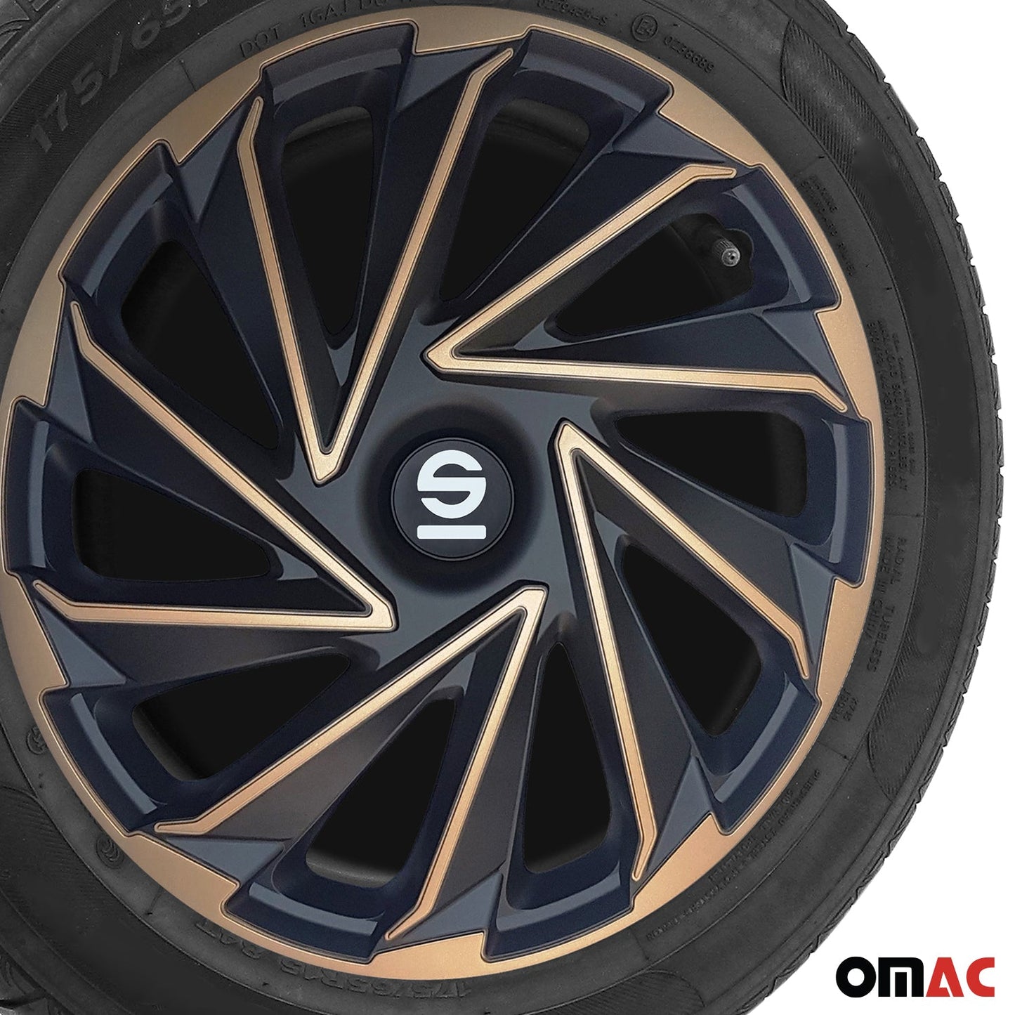 Radkappen Radzierblenden Sparco Varese 15" Zoll Abdeckung Set Gold Schwarz 4x