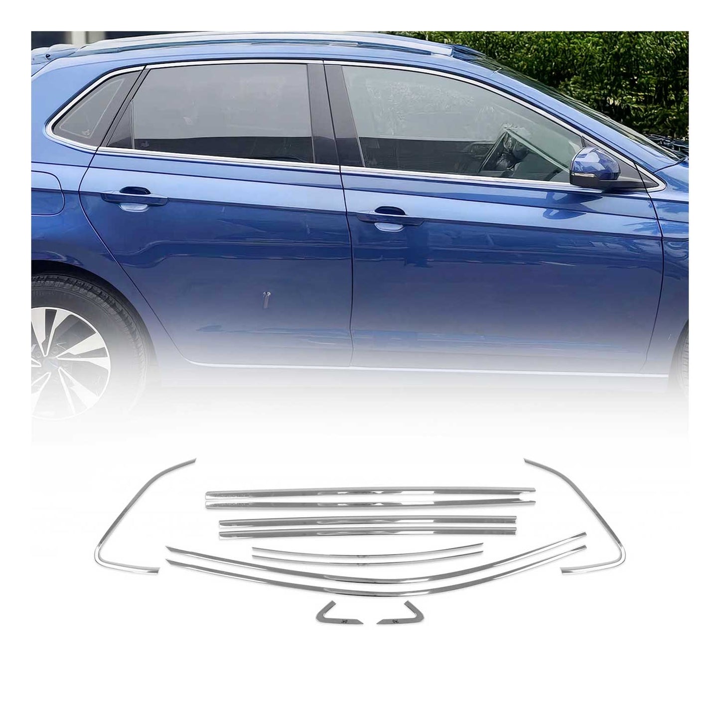 Fensterleisten Zierleisten für VW Polo 2017-2020 Edelstahl Chrom 14tlg