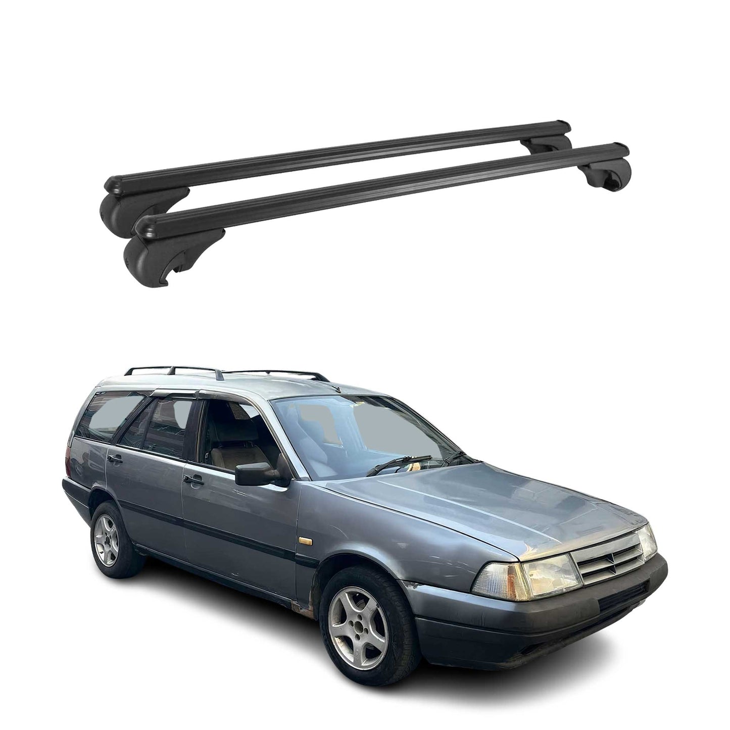 Dachträger für Fiat Tempra 1990-1996 Gepäckträger Grundträger Alu Schwarz 2x