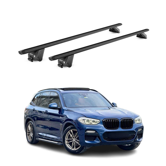 Dachträger Grundtäger für BMW X3 G01 2017-2024 100kg Aluminium Schwarz 2 tlg ABE