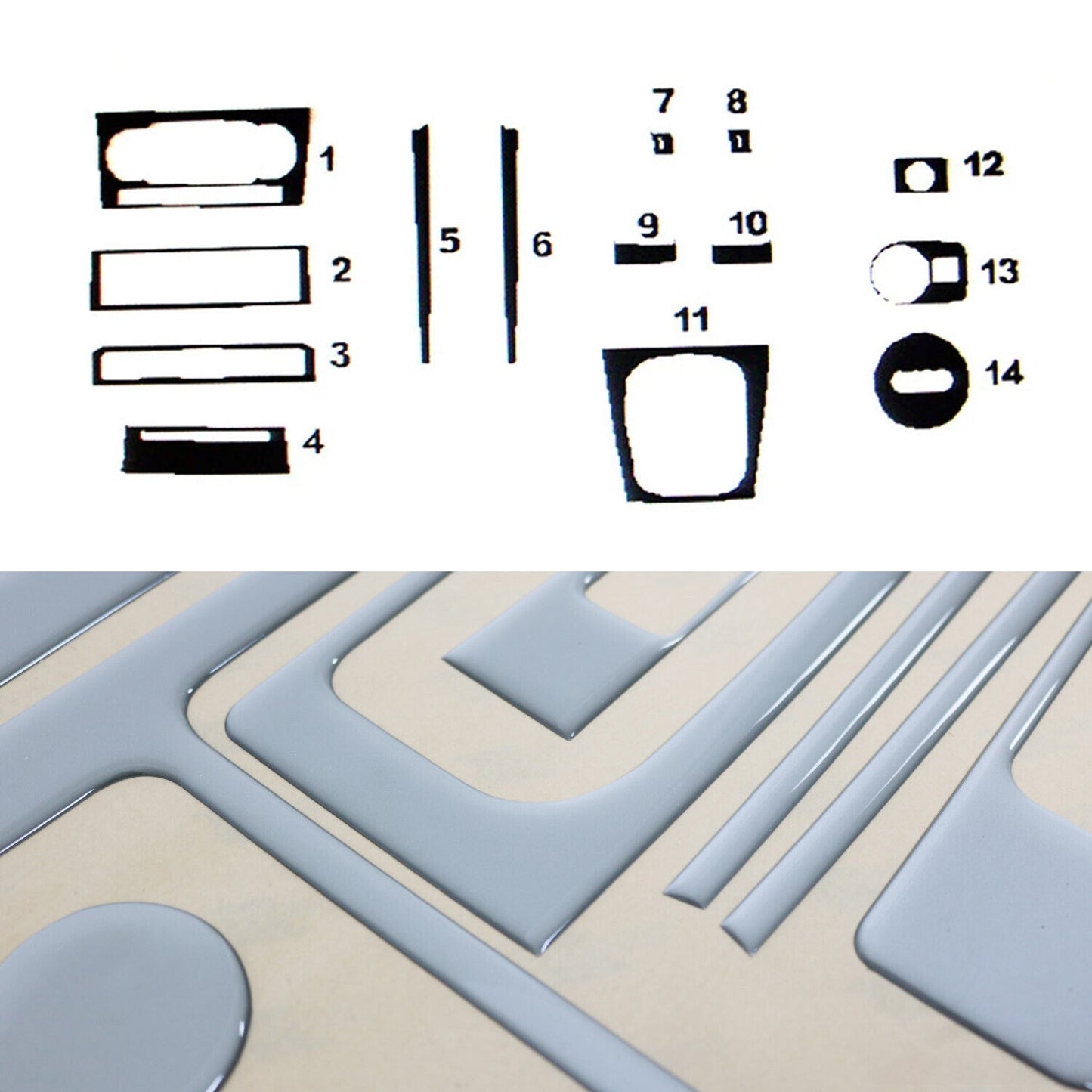 Ornamente interioare cockpit pentru Audi A3 A3 Sportback 8P 2008-2013, aspect aluminiu, 14 bucăți