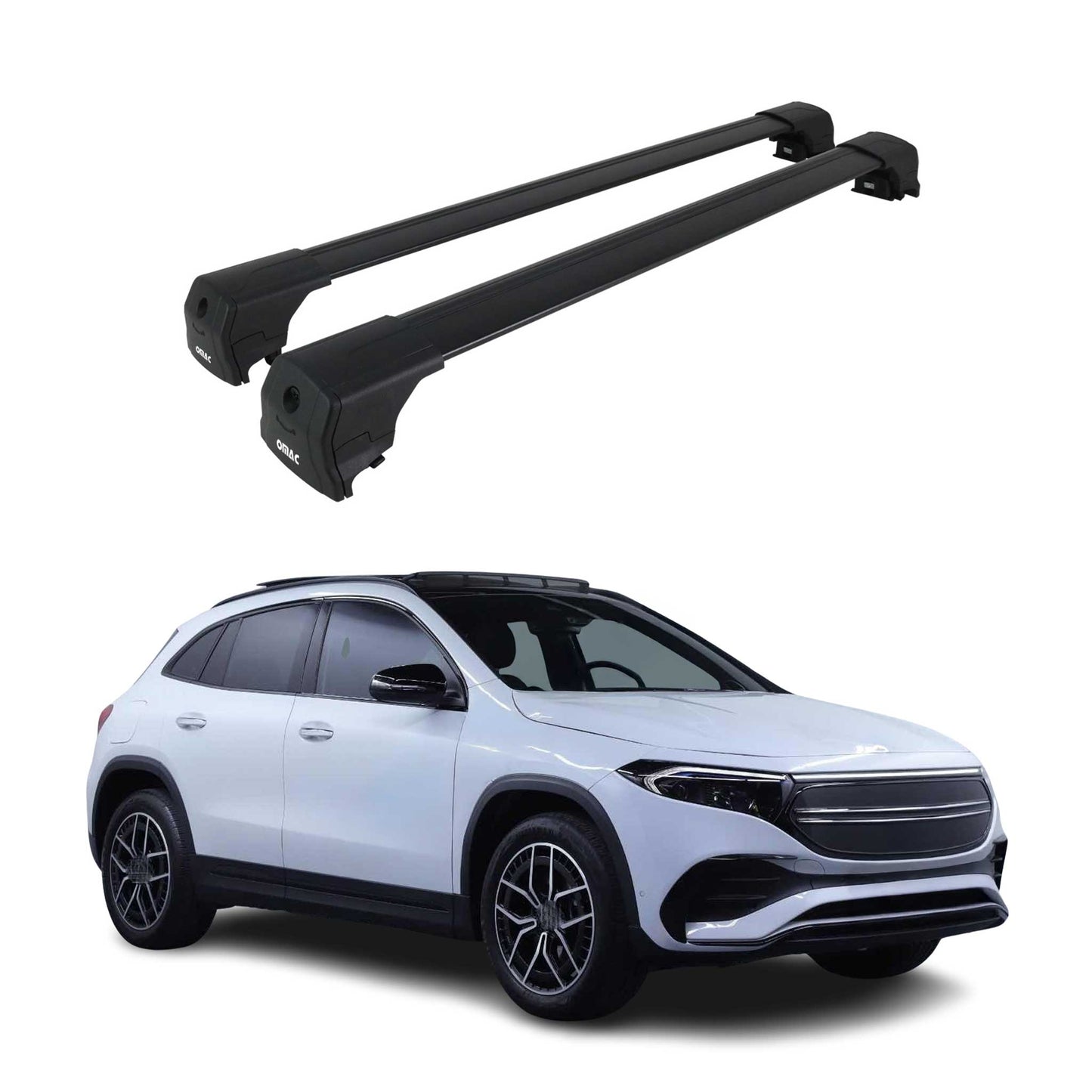 Portbagaj de plafon pentru Mercedes EQA H243 2021-2025 75kg aluminiu negru 2 buc