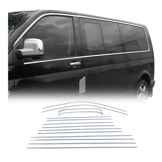 Fensterleisten Zierleisten für VW T5 2003-2015 Kurzer Schiebetür Edelstahl 14tlg