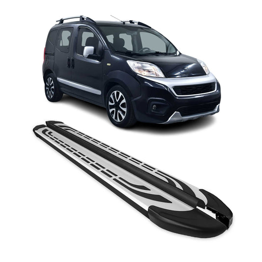 Trittbretter Seitenschweller Seitenbretter für Fiat Fiorino 2008-17 Alu Schwarz
