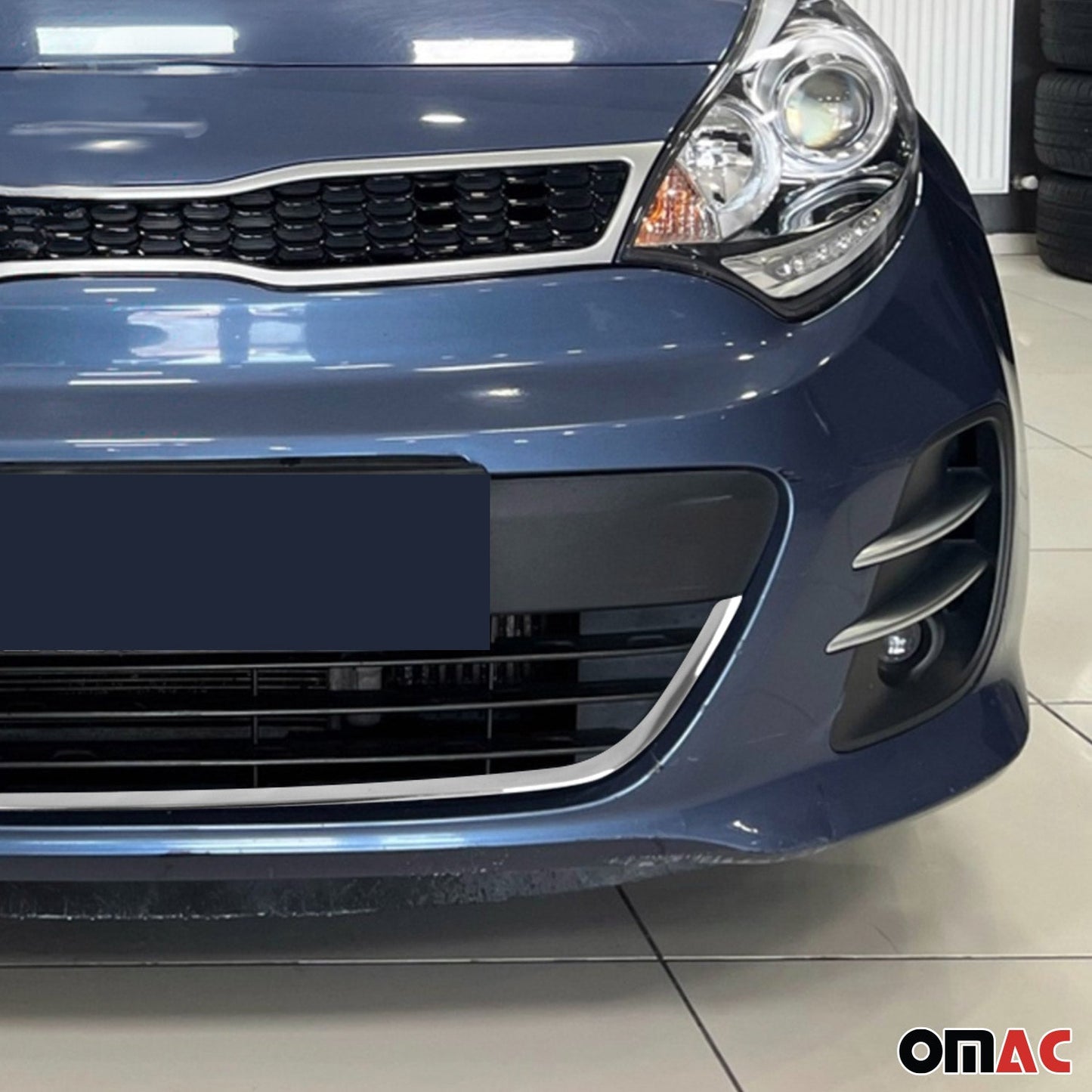 Benzi decorative grilă auto pentru Kia Rio hatchback 2011-2017, crom-argintiu