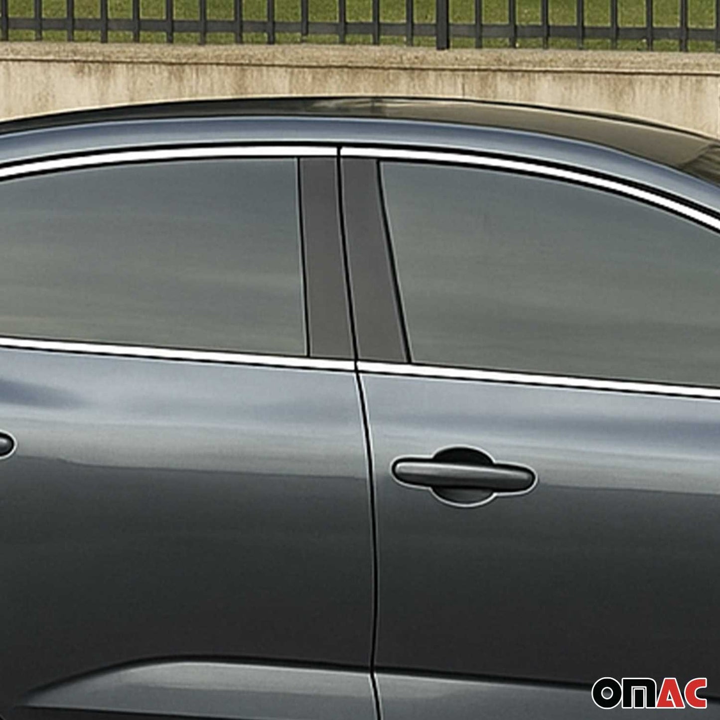 Benzi decorative pentru geamuri Renault Megane Sedan 2016-2025, oțel inoxidabil cromat, 6 buc.