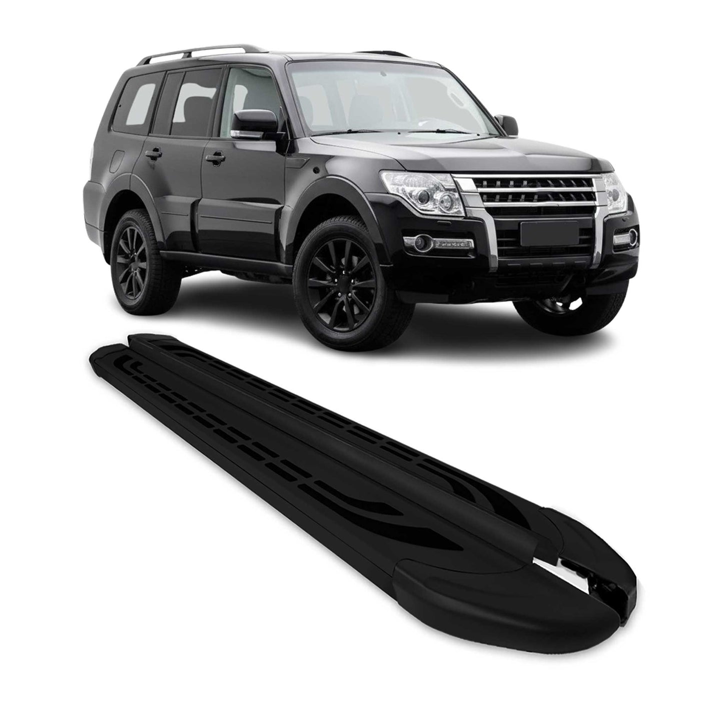 Trittbretter Seitenschweller für Mitsubishi Pajero V80 2007-2025 Alu Schwarz