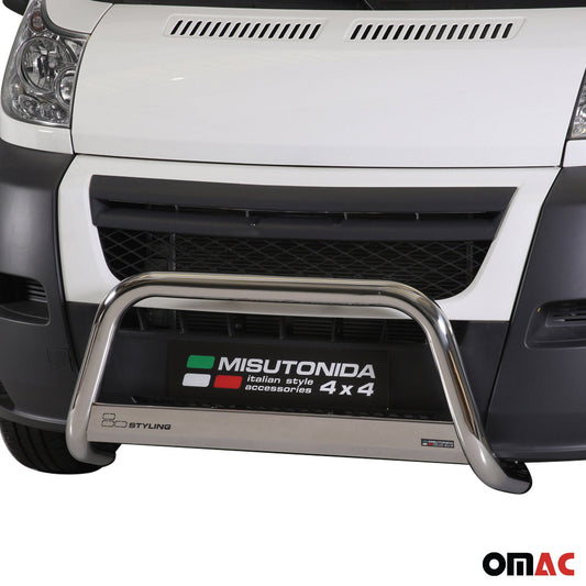 Bară de protecție/buton față pentru Citroen Jumper 2006-2013, ø63mm, oțel, argintiu