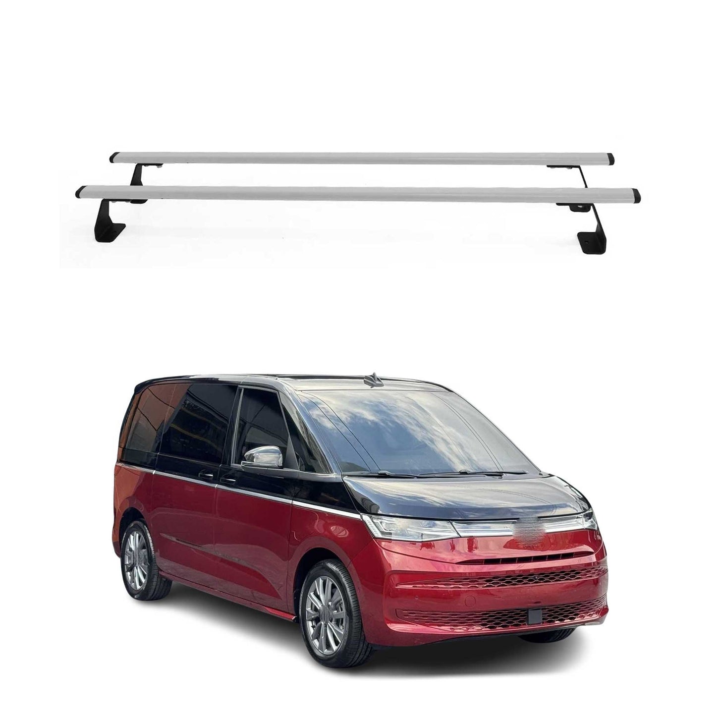 Dachträger Grundtäger für VW Multivan T7 2022-2025 75kg Stahl Silber 2 tlg