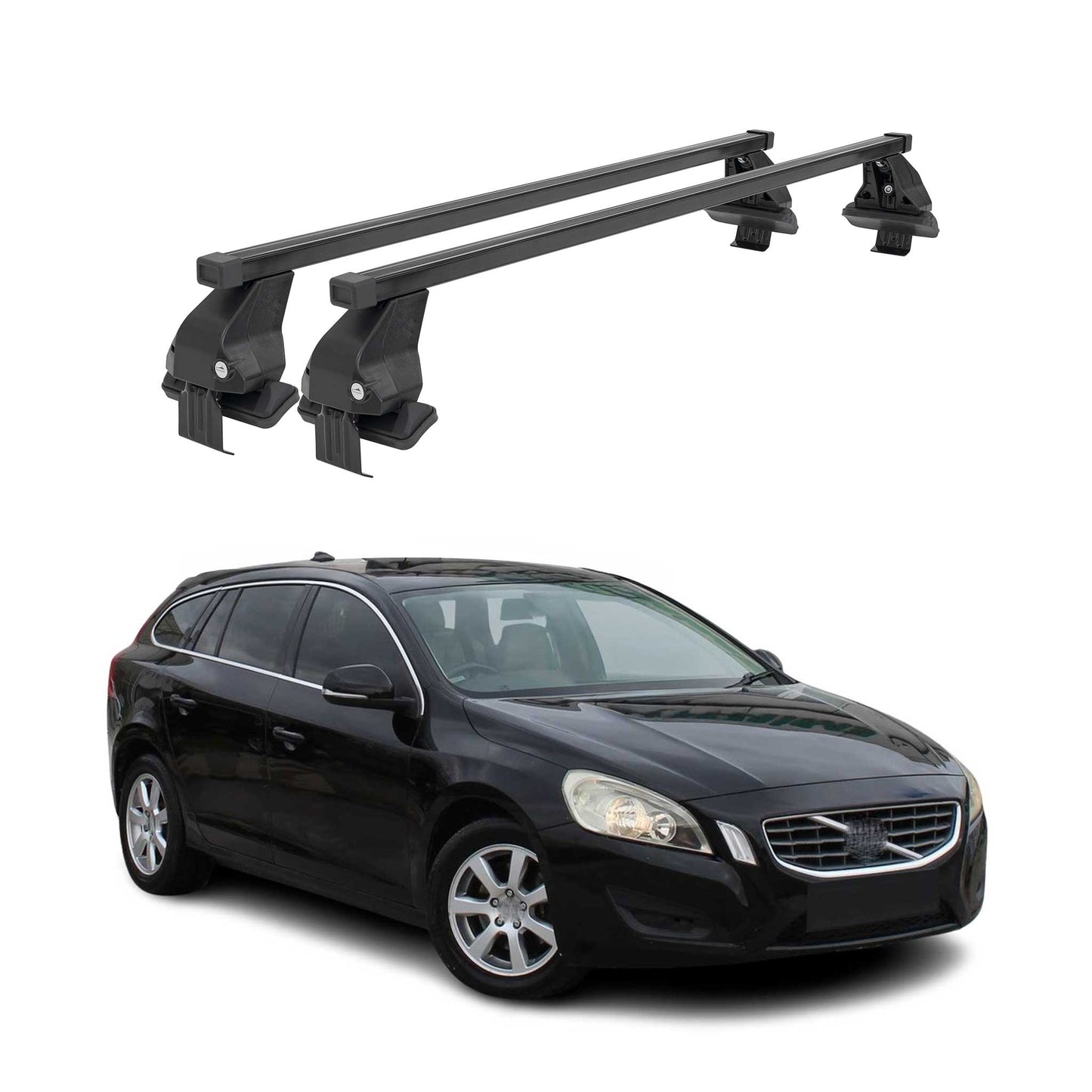 Menabo Dachträger Grundtäger für Volvo V60 2010-2013 Pre-FL 50kg Stahl Schwarz
