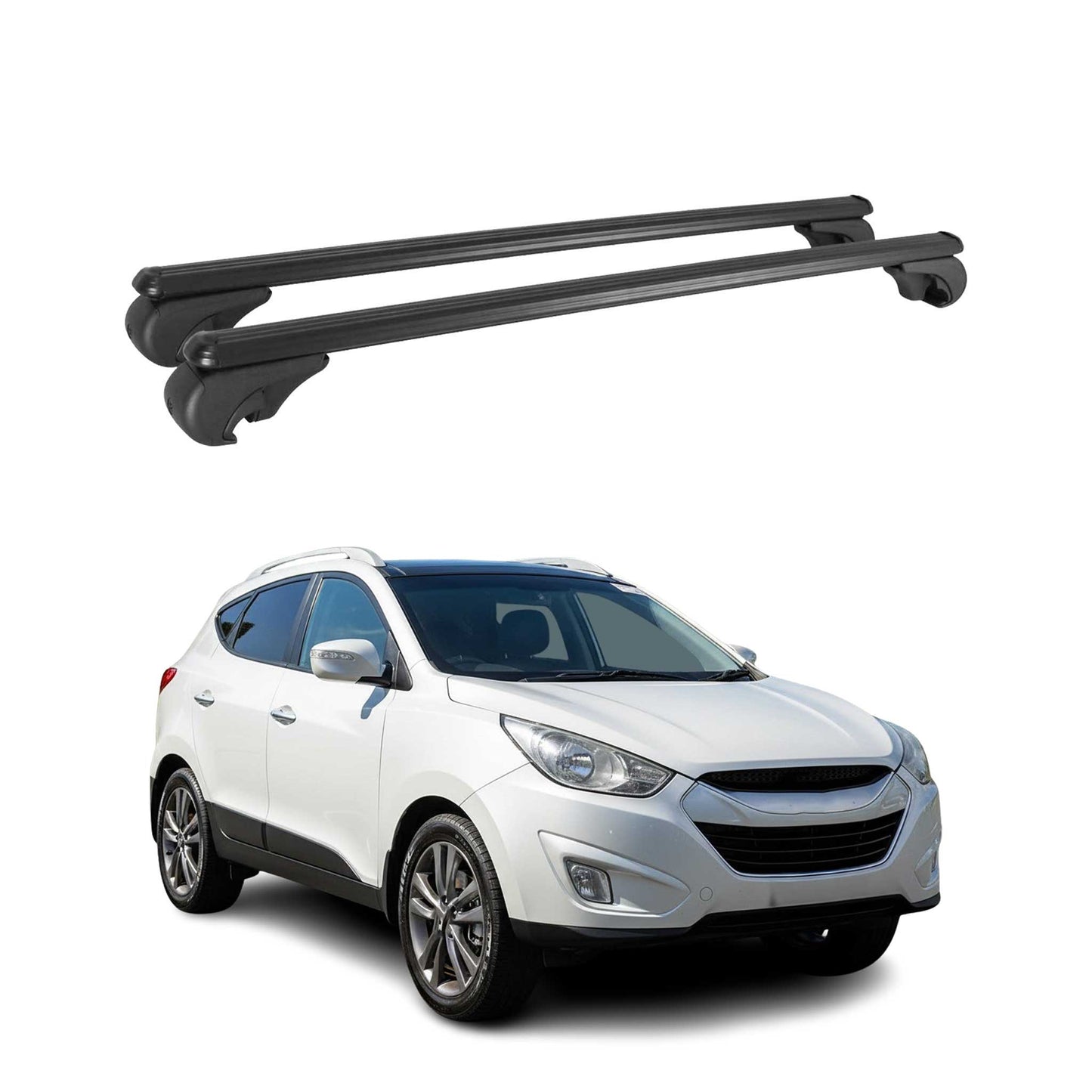 Dachträger für Hyundai ix35 2009-2015 Gepäckträger Grundträger Alu Schwarz 2x