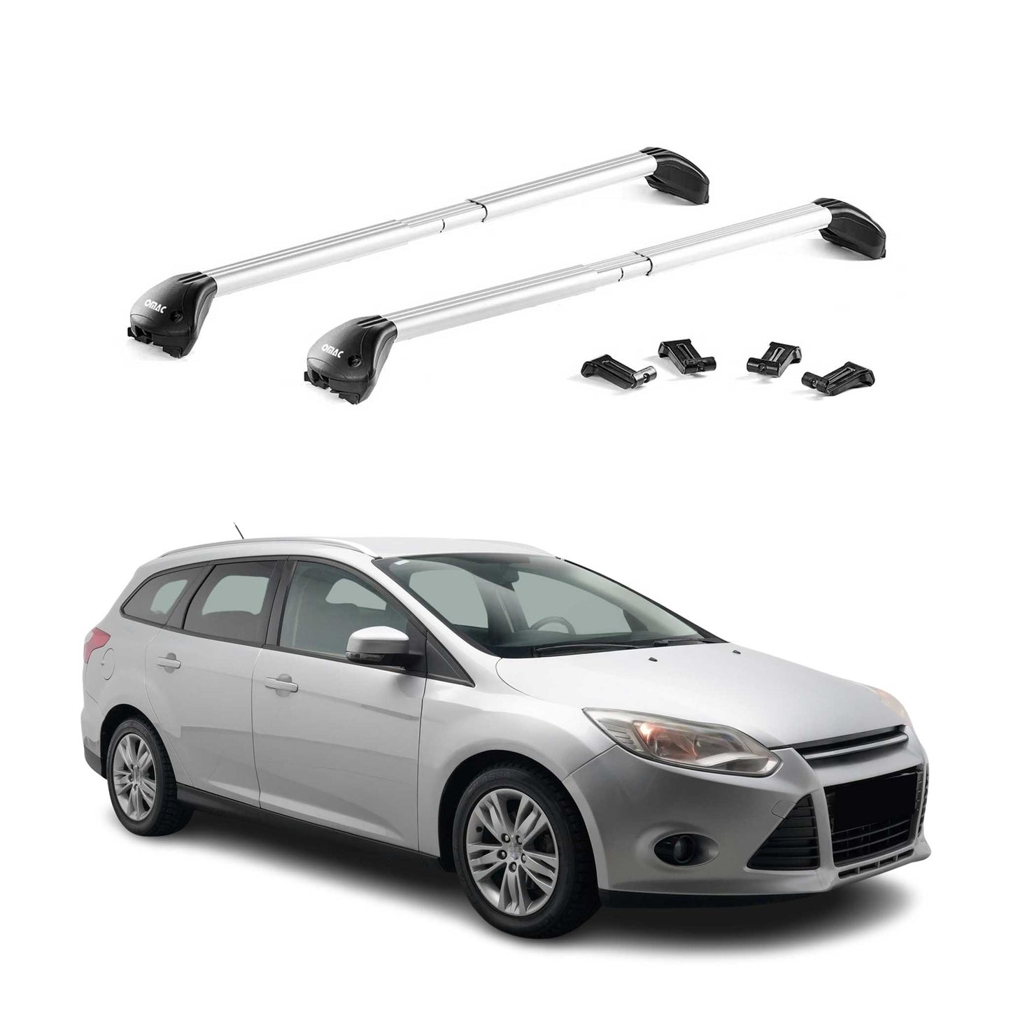 Dachträger Grundtäger für Ford Focus III Kombi 2011-2018 100kg Alu Silber 2x ABE