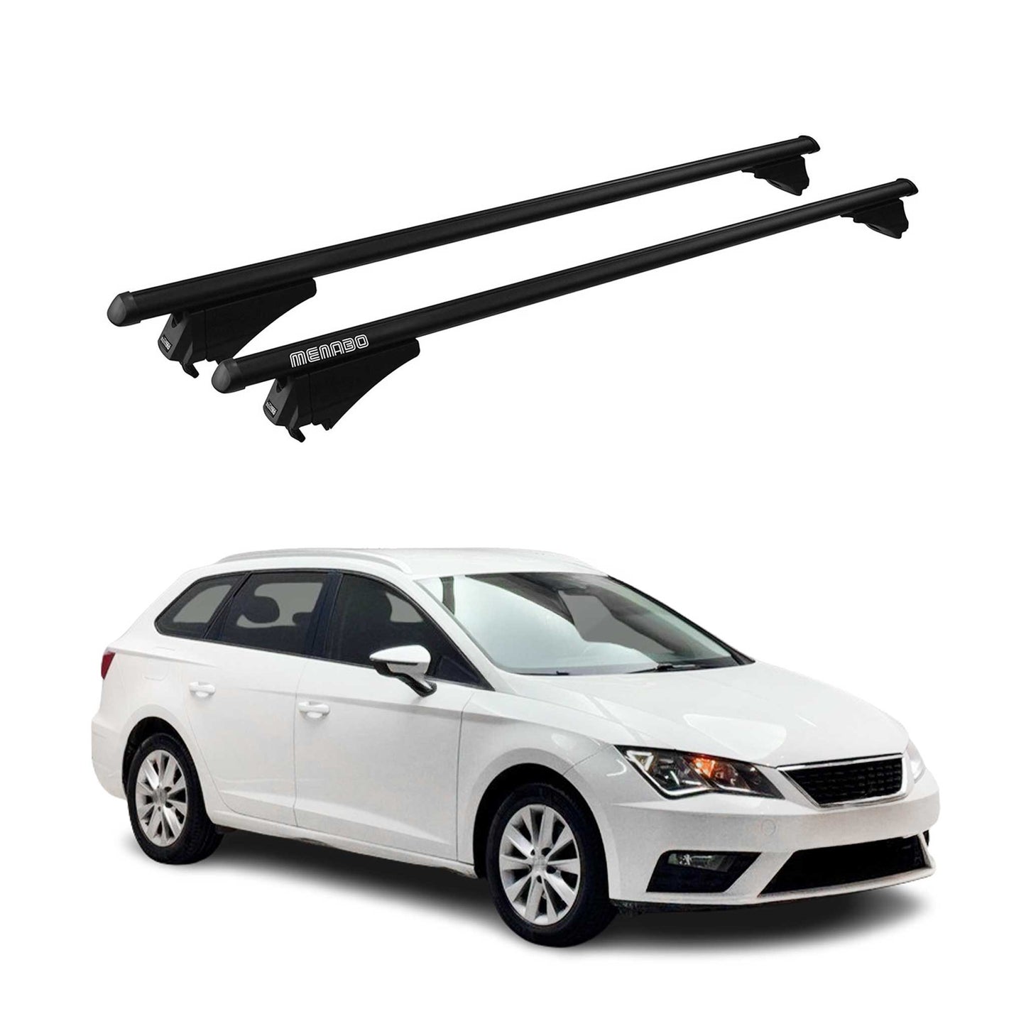 Menabo Dachträger Grundtäger für Seat Leon mk3 2012-2020 75kg Alu Schwarz 2 tlg