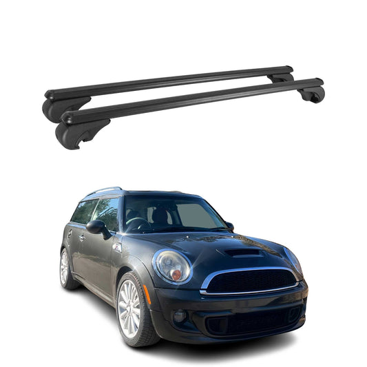 Portbagaj de plafon pentru Mini Clubman R55 2007-2014 75kg aluminiu negru 2 piese