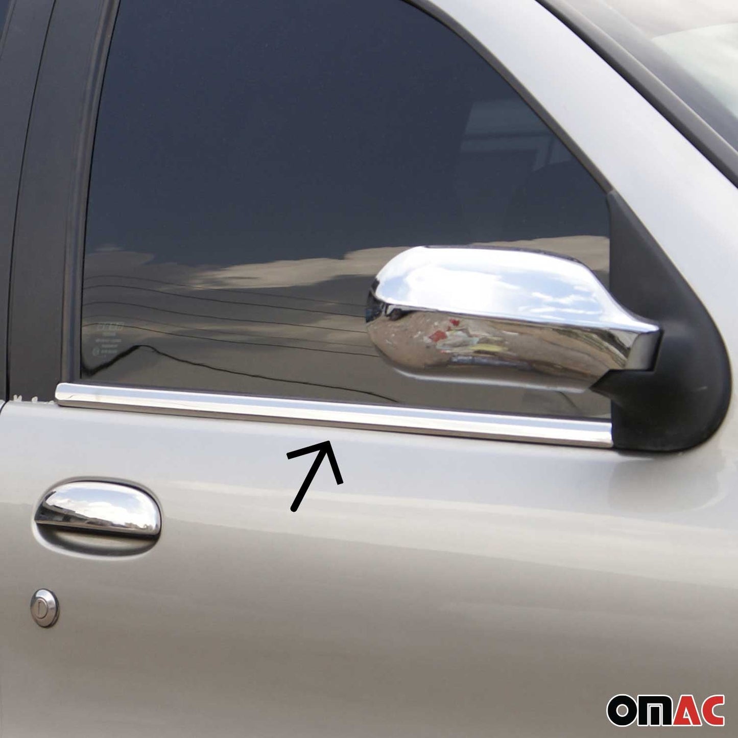 Ornamente/ramă geam pentru Fiat Siena 1995-2004, oțel inoxidabil, cromat, 4 bucăți