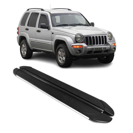 Trittbretter Seitenschweller für Jeep Cherokee 2002-2007 Aluminium Schwarz Grau