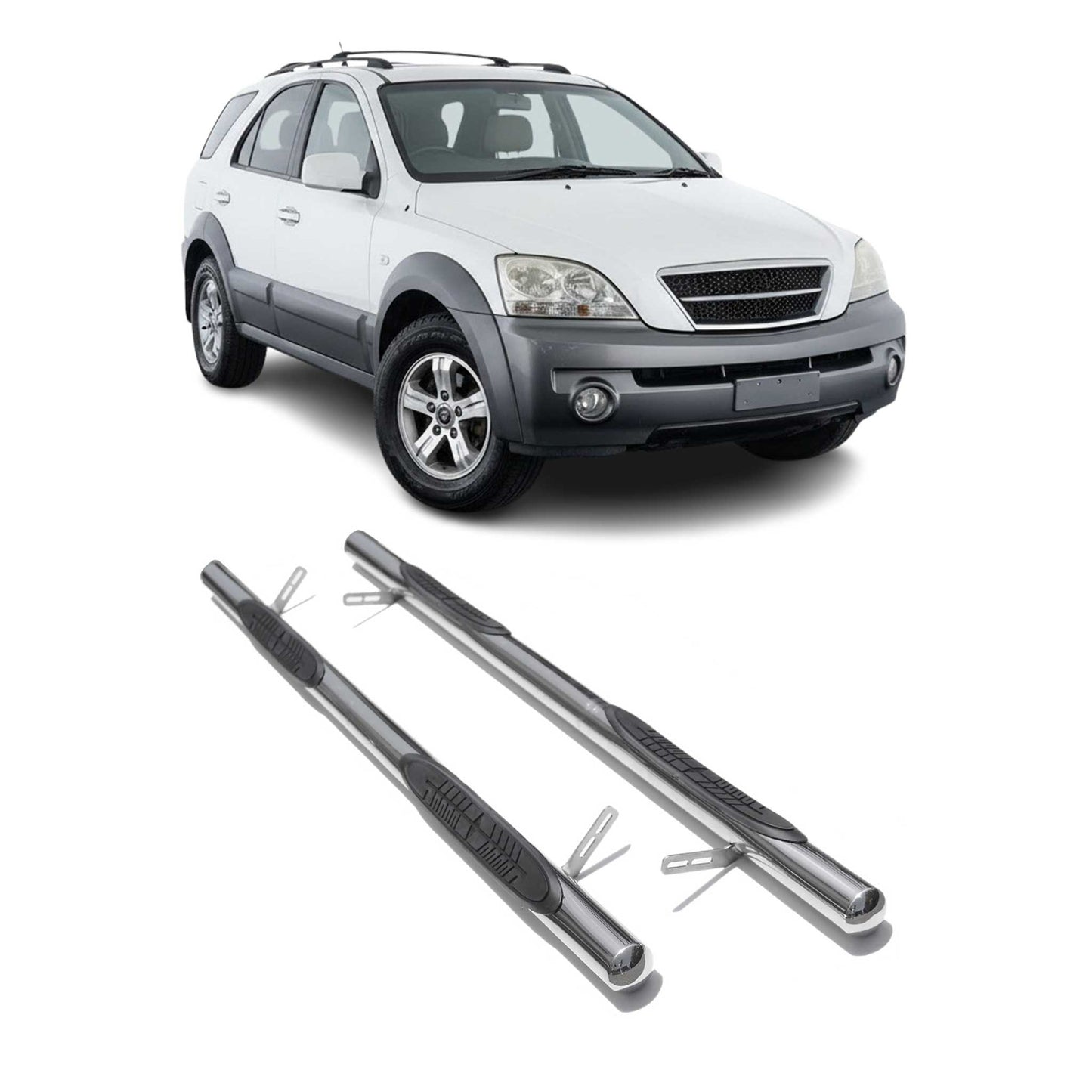 Edelstahl Trittbretter Schwellerrohre für Kia Sorento 2002-2009 Edelstahl Silber