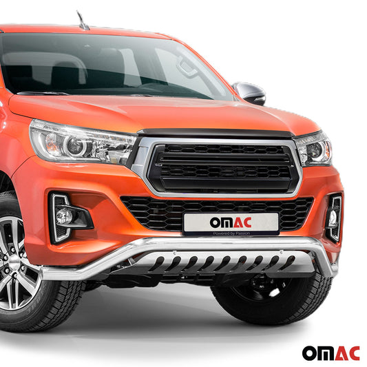 Bară de protecție față pentru Toyota Hilux 2018-2022, oțel inoxidabil cu ABE (omologare de tip germană), argintiu