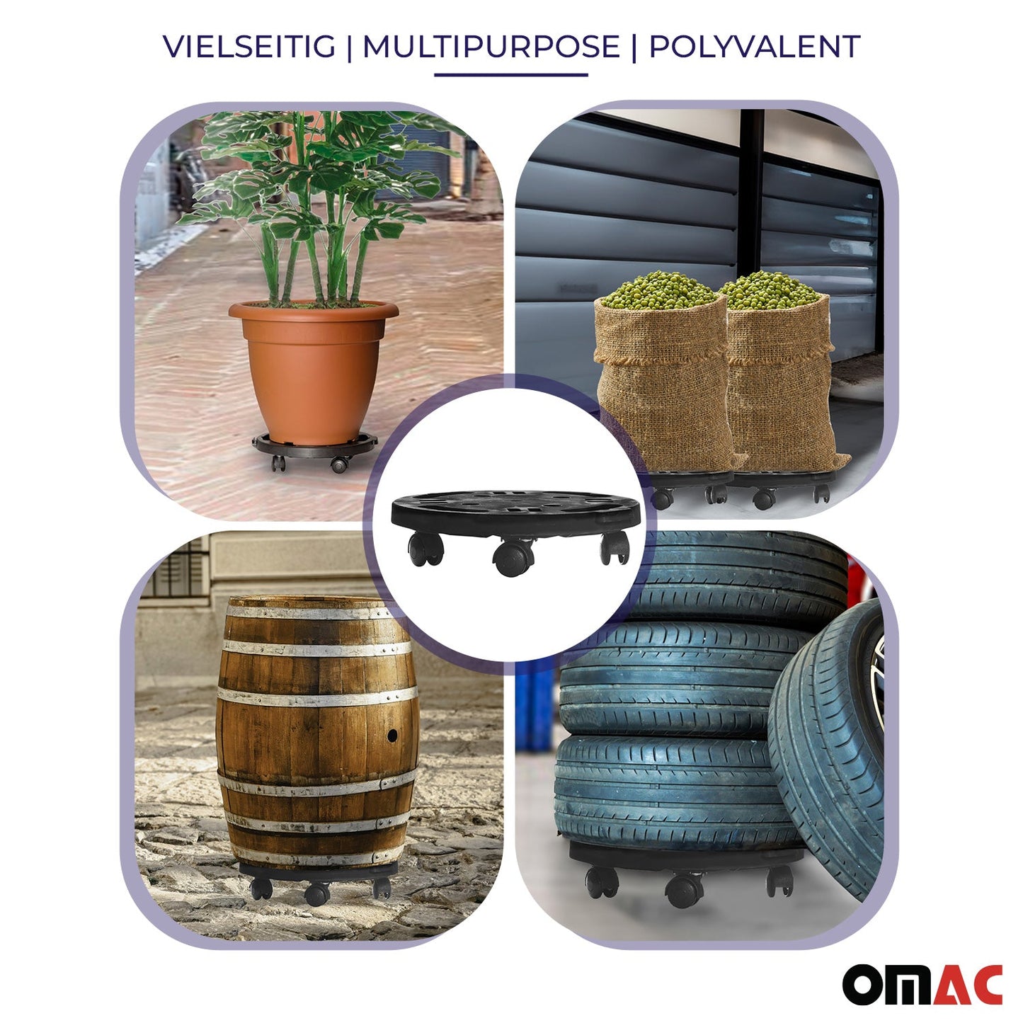 Pflanzenroller Rollbrett Transportroller Möbelroller 170 kg Reifenträger Ø300