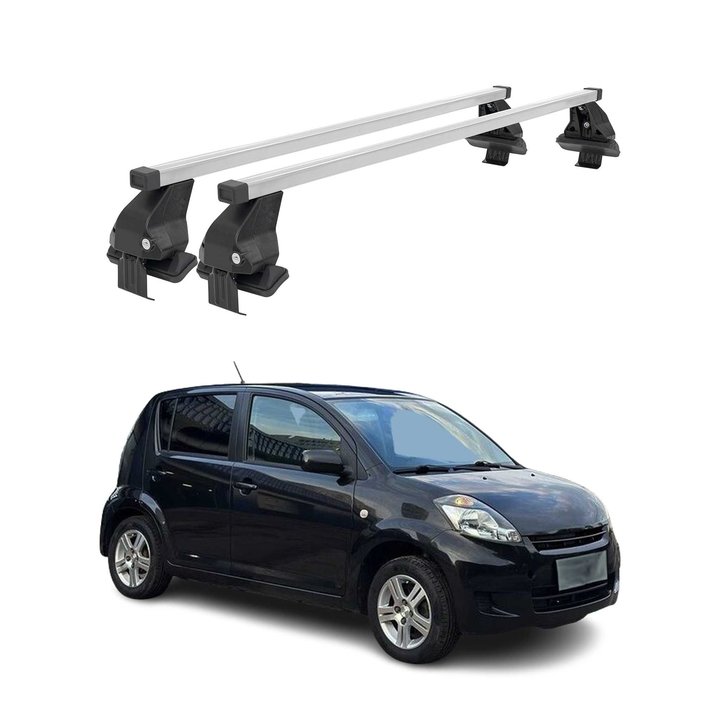 Menabo Dachträger Grundtäger für Daihatsu Sirion M300 2005-2010 50kg Silber 2x