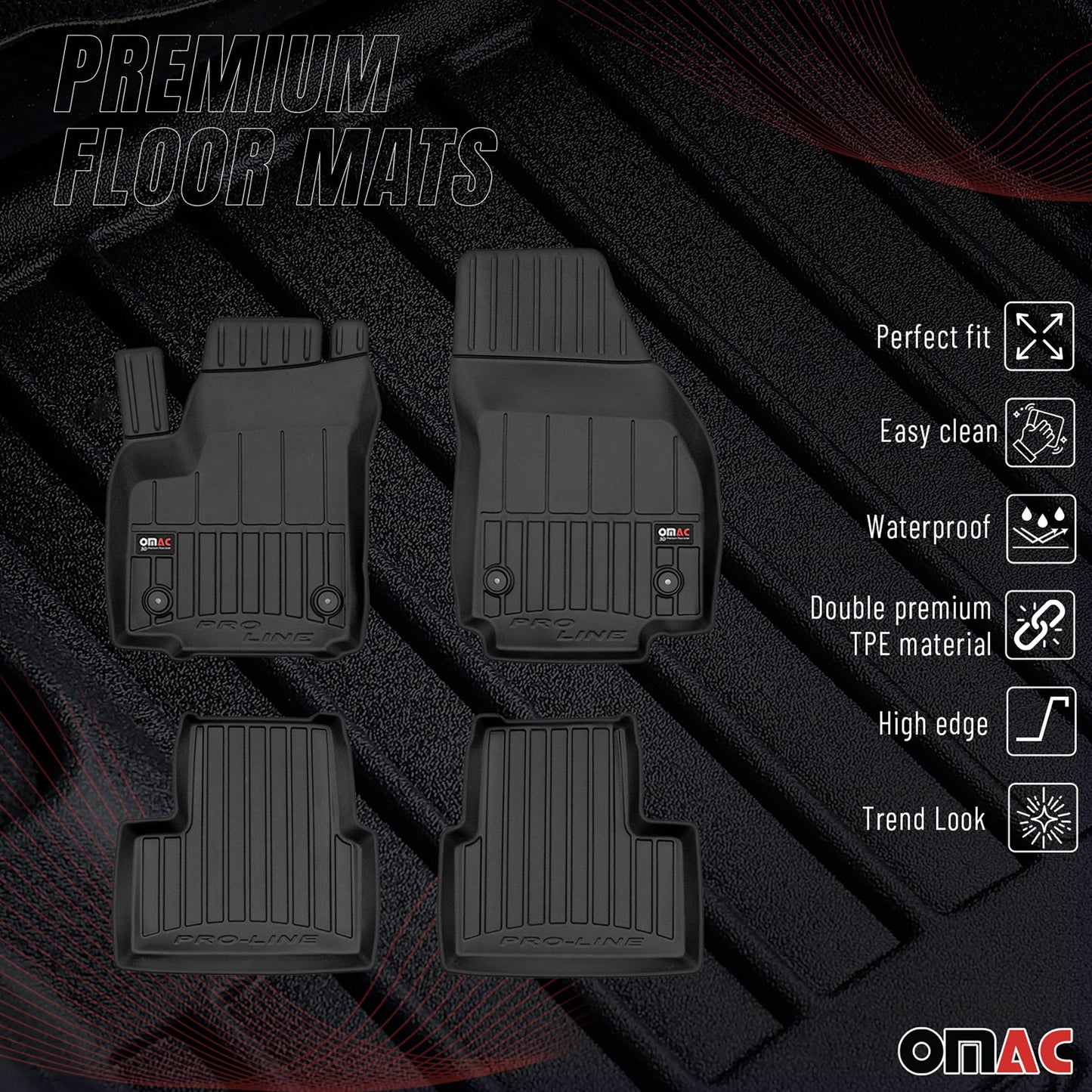 2010-2017 Opel Meriva B Fußmatten TPE Schwarz 4 tlg