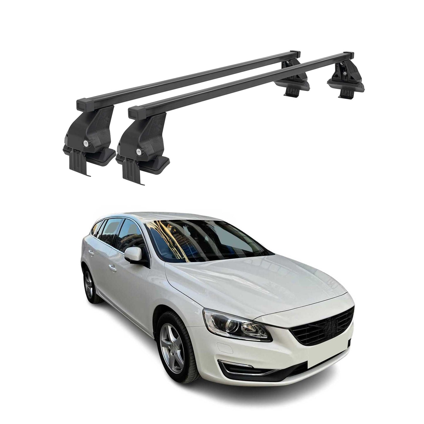 Menabo Dachträger Grundtäger für Volvo V60 2013-2018 FL 50kg Stahl Schwarz 2 tlg