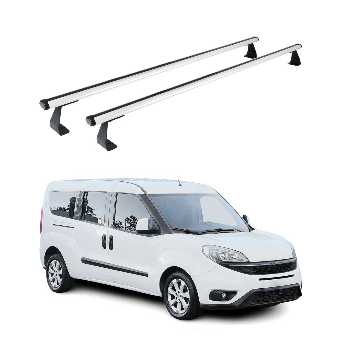 Dachträger Grundtäger für Fiat Doblo 2010-2022 75kg Aluminium Silber 2 tlg