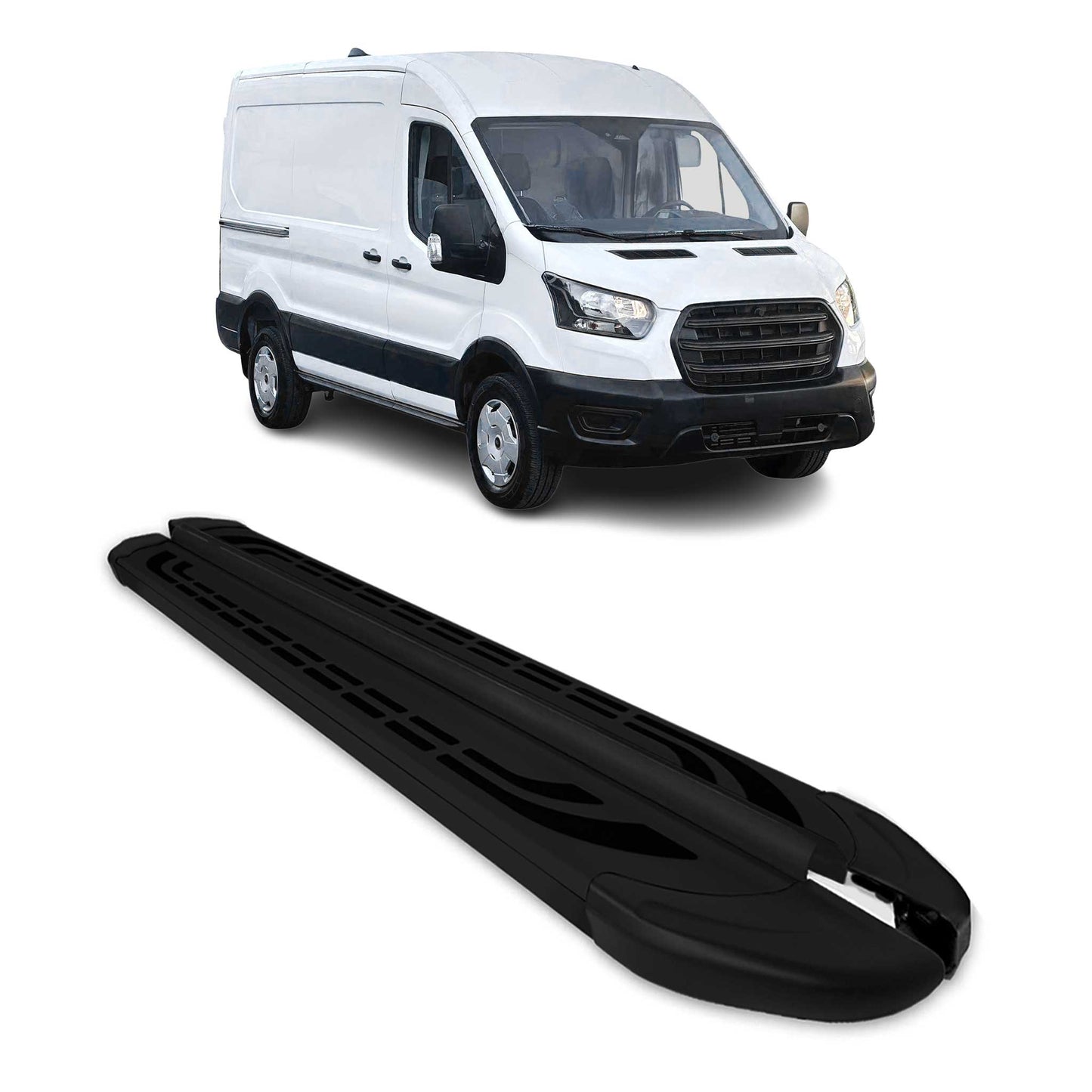 Trittbretter Seiten für Ford Transit Tourneo Courier 2014-2022 L1 Alu Schwarz