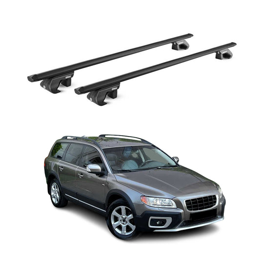 Portbagaj de plafon pentru Volvo XC70 mk3 2007-2016 5 uși 90 kg aluminiu negru 2x ABE