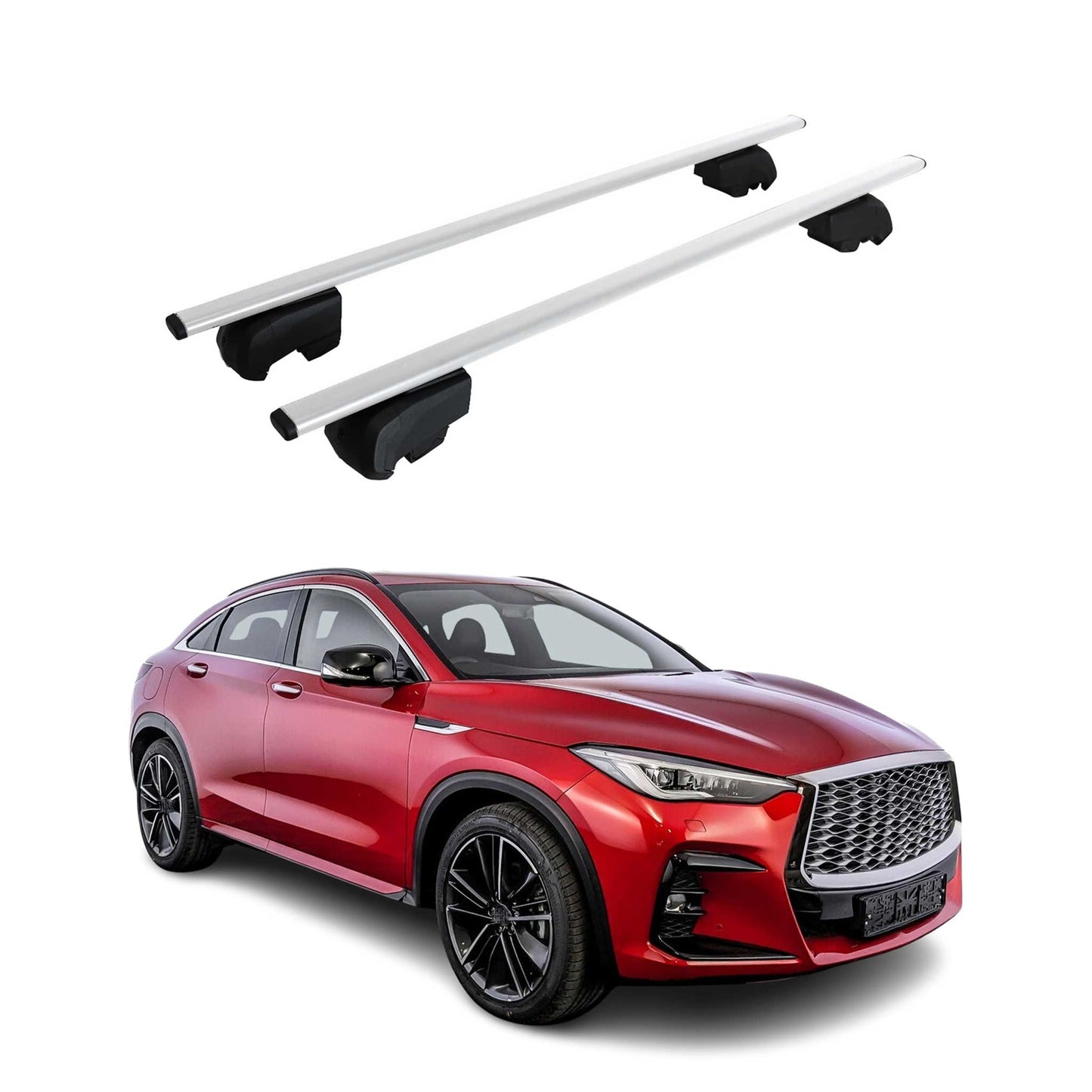 Portbagaj de plafon pentru Infiniti QX50 2019-2025 75kg metal argintiu 2 buc