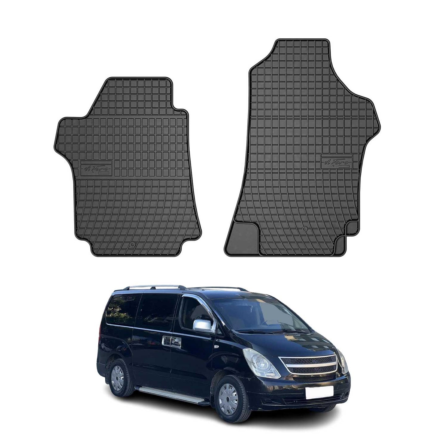 Covorașe cauciucate Hyundai H-1 2008-2020, set 2 piese, negru