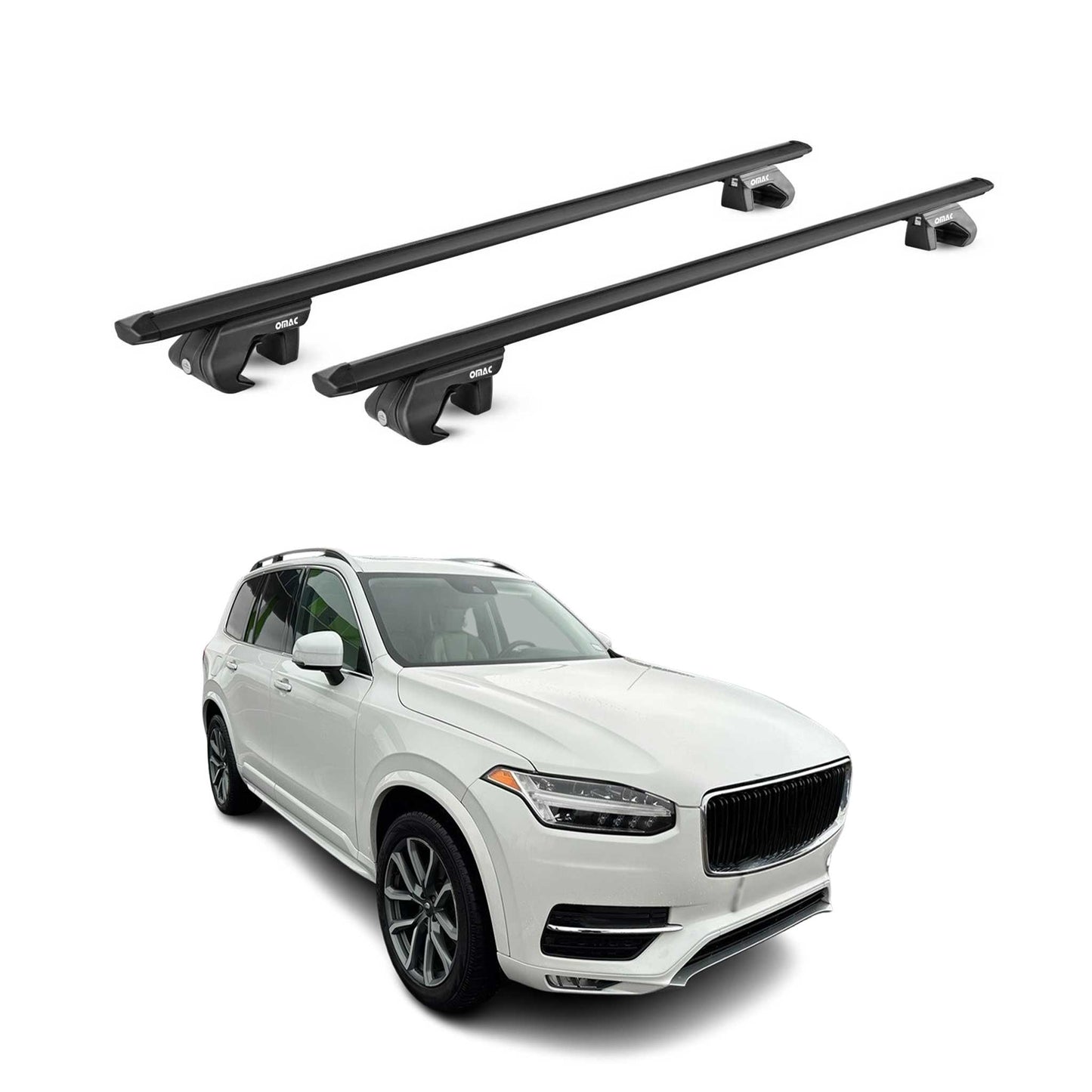 Portbagaj de plafon pentru Volvo XC90 2002-2025 5 uși 90 kg aluminiu negru 2 piese ABE