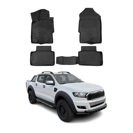 2012-2022 Ford Ranger SuperCab RHD Fußmatten Gummi Schwarz 4tlg